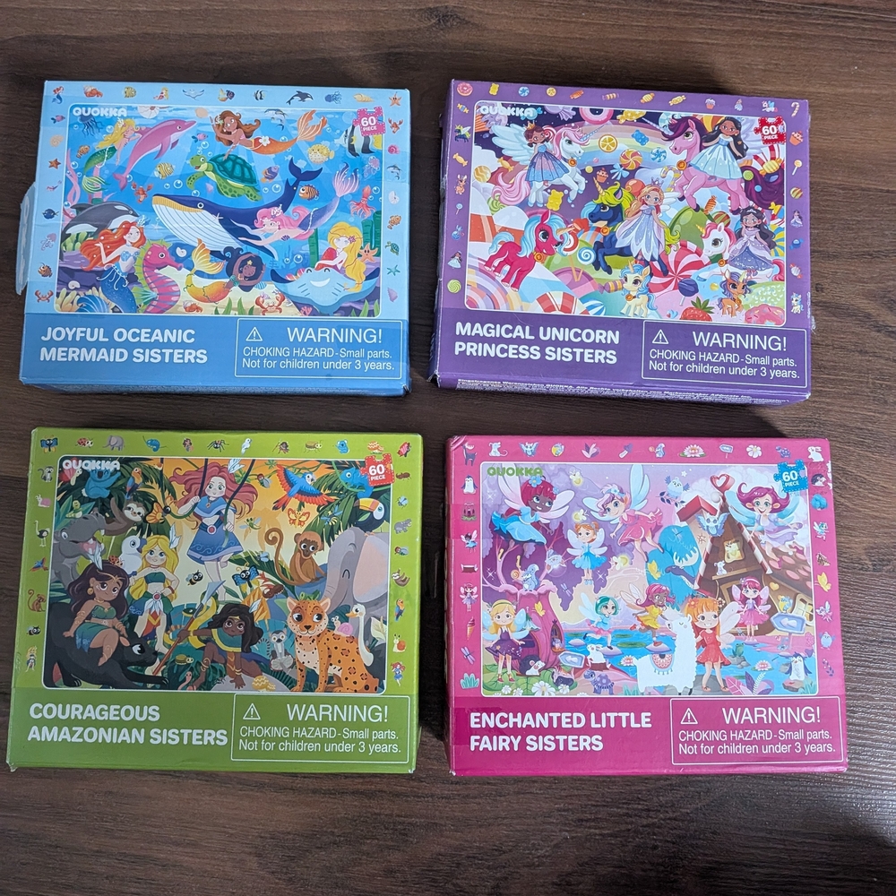 Kids Puzzle Set - Oceanic, Unicorn, Amazonian, Fairy Themes